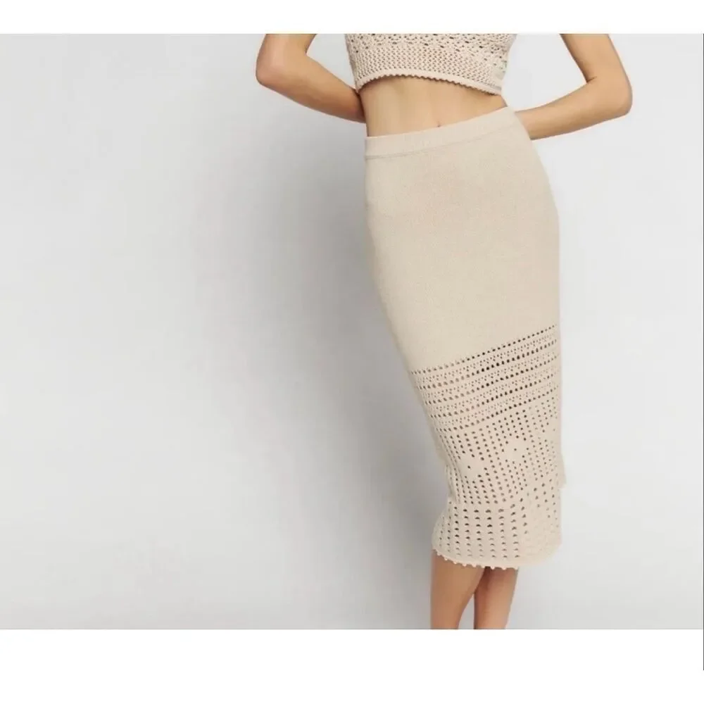 Reformation Carter Novelty Knit Skirt in Horchata size S